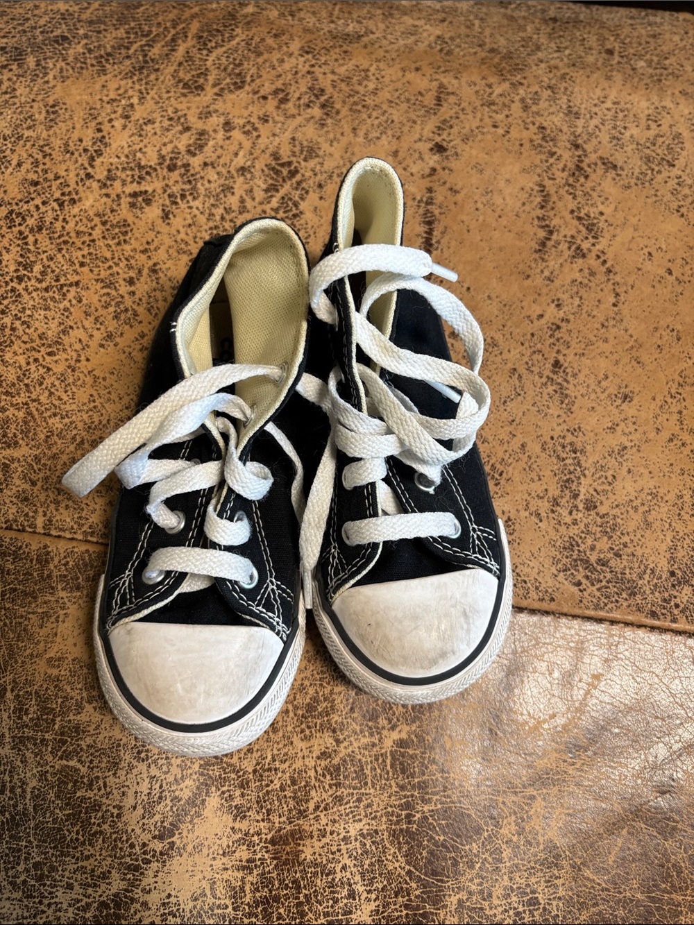 Kids Black Canvas Lace-Up Sneakers with White Accents
